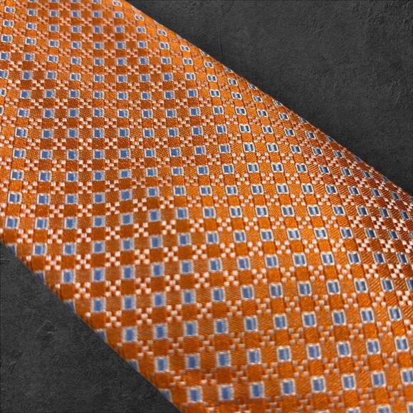 Nordstrom Men's Orange Geometric 100% Silk Professional Tie - Picture 2 of 3